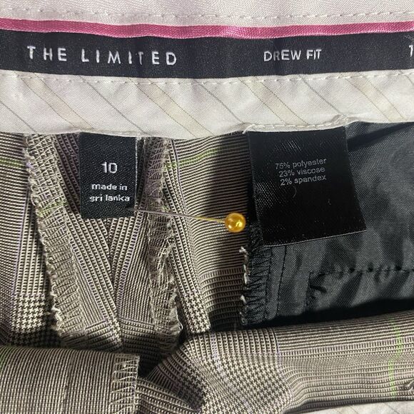 Vintage THE LIMITED Drew Fit Pants Low Rise Flare Stretch Plaid Womens 10 Brown - Picture 4 of 10